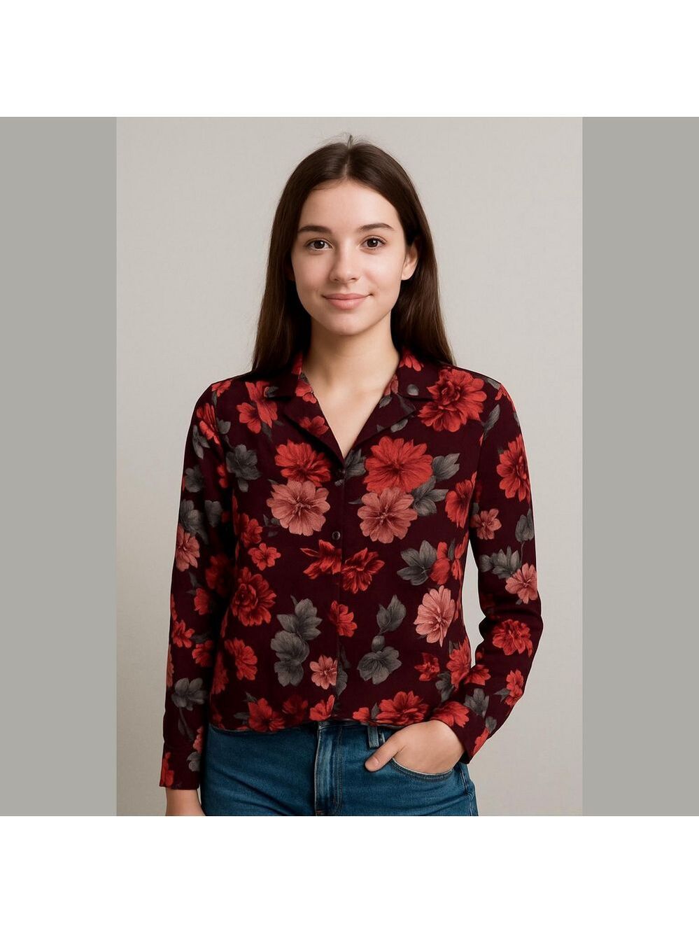 Vintage 100% silk floral blouse flowers long sleeve shirt cottagecore granny